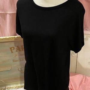 Black shirt scoop neck distressed in back NWOT